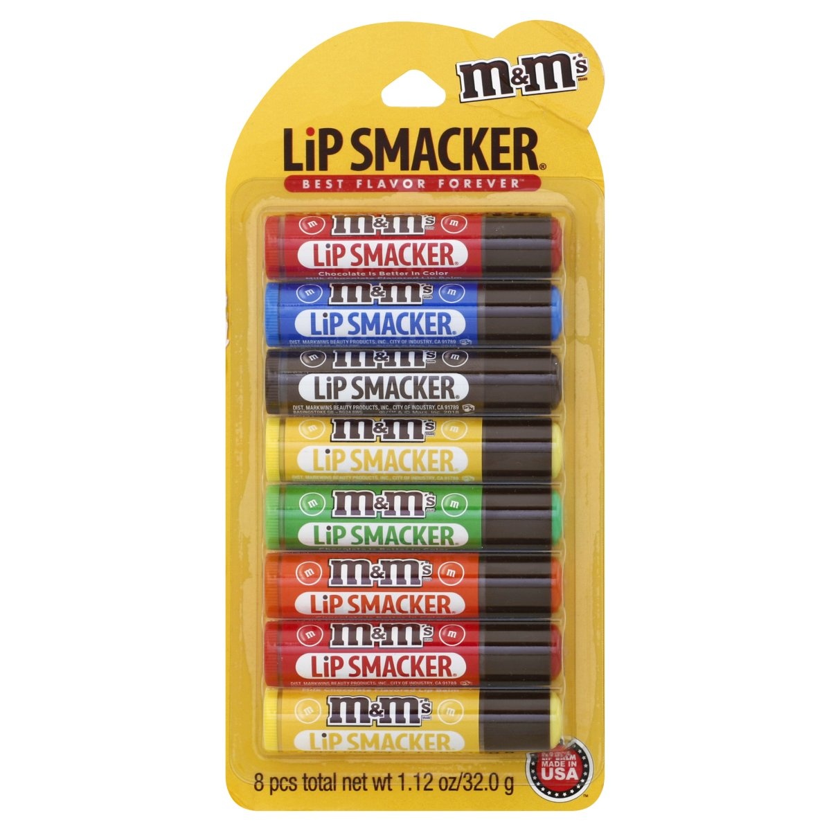 slide 1 of 7, Lip Smacker M&M Lip Balm Party Pack, 8 ct