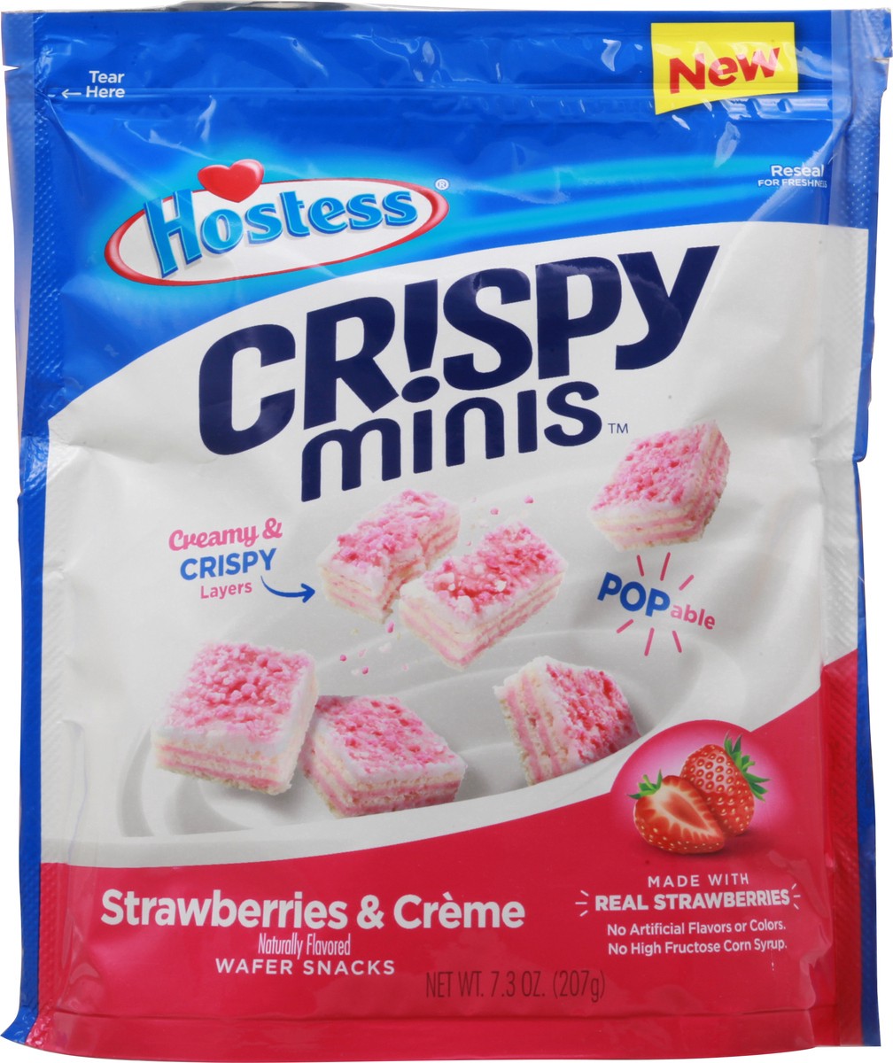 slide 7 of 9, HOSTESS CR!SPY MINIS, Strawberries & Crème Bite-Sized Wafer Snacks, Made with Real Strawberries, 7.3 oz, 7.3 oz