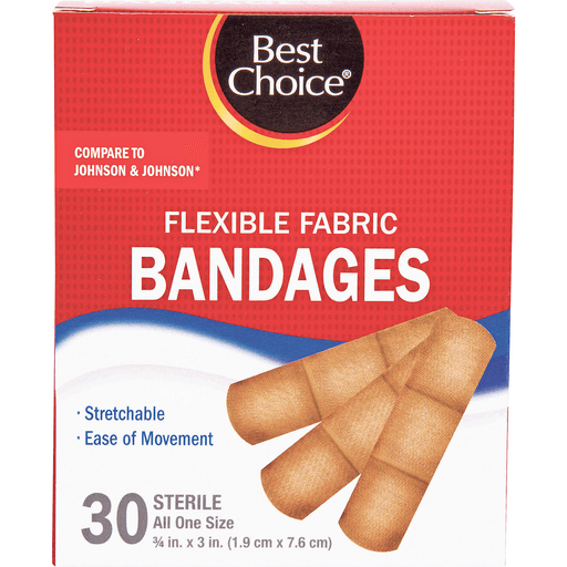 slide 1 of 1, Best Choice Flex Fabric Bandages, 30 ct