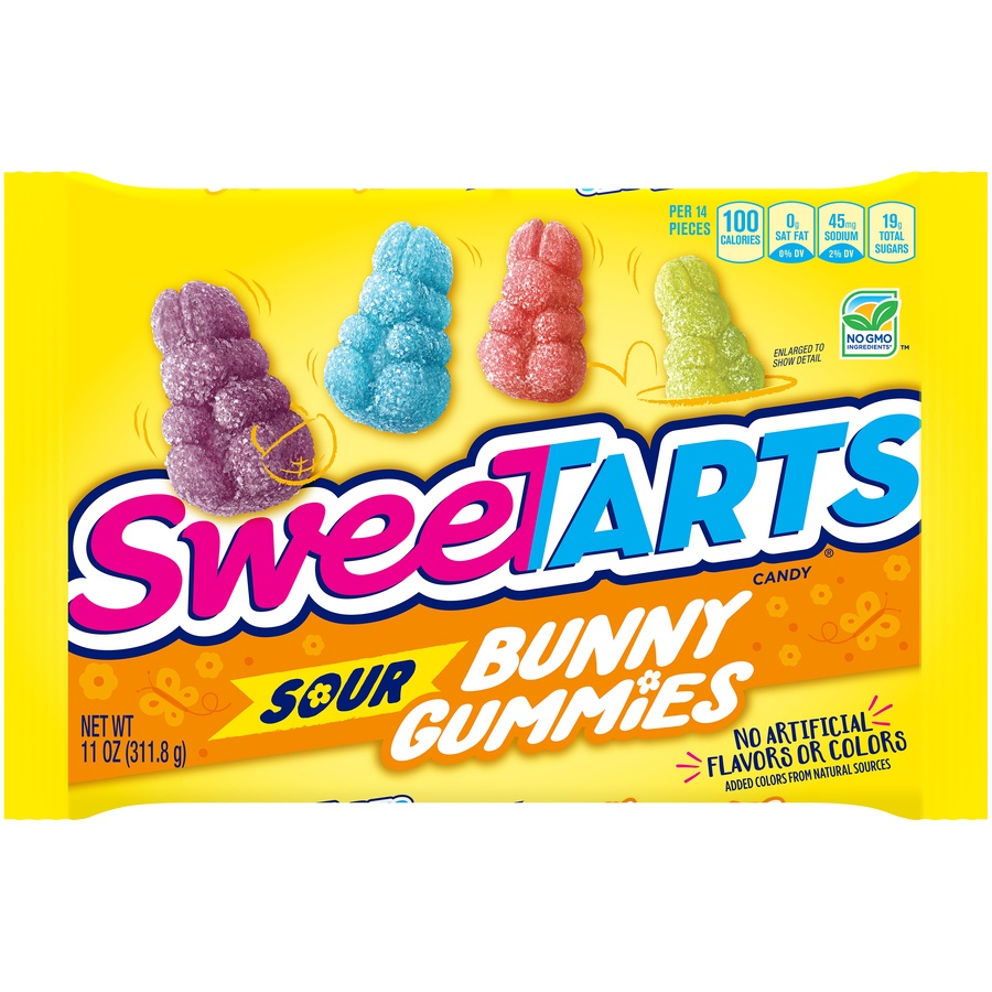 slide 1 of 8, SweeTARTS Easter Sour Bunny Gummies, 11 oz