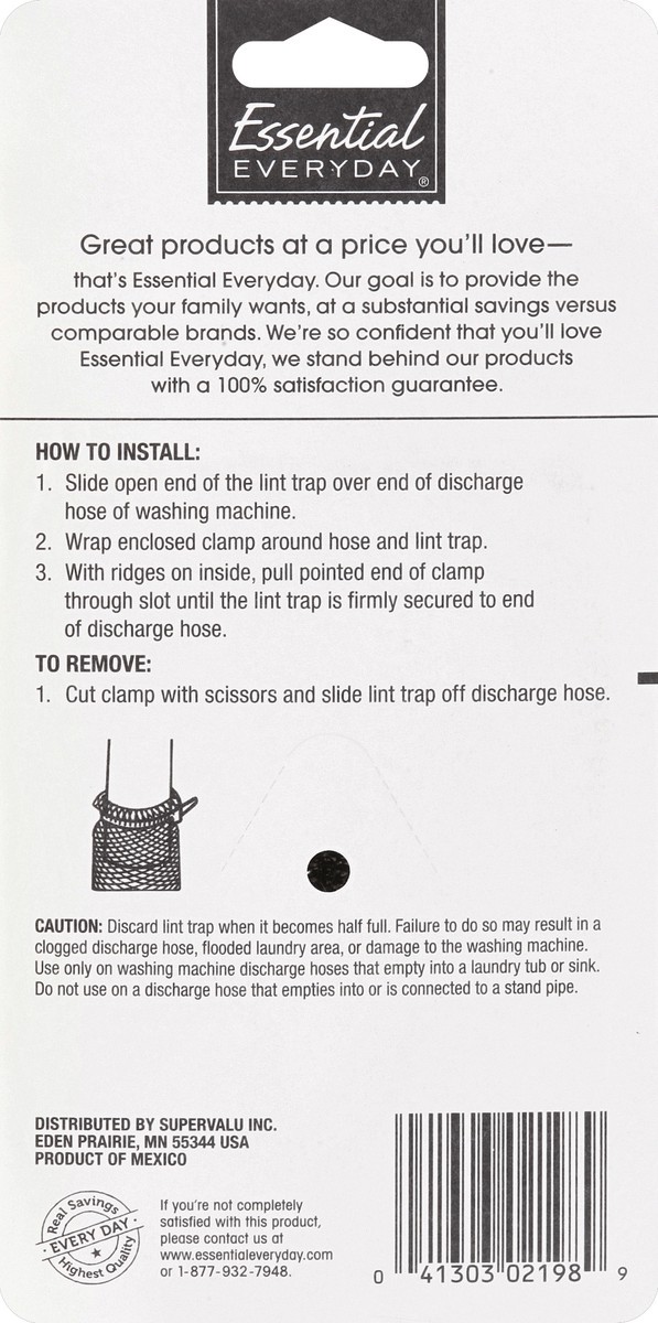 slide 6 of 6, Essential Everyday Lint Trap W/Clamps, 2 ct