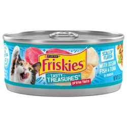 Purina Friskies Pate Wet Cat Food, Tasty Treasures With Ocean Fish & Tuna and Scallop Flavor