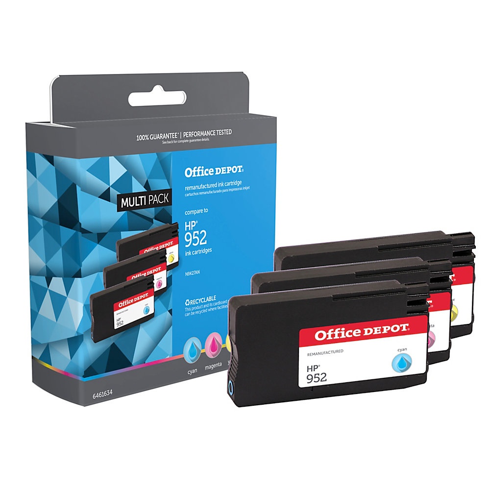 slide 1 of 1, Office Depot Brand Od952Cmymn Remanufactured Inkjet Cartridge Replacement For Hp 952 Cyan/Magenta/Yellow, Pack Of 3, 3 ct