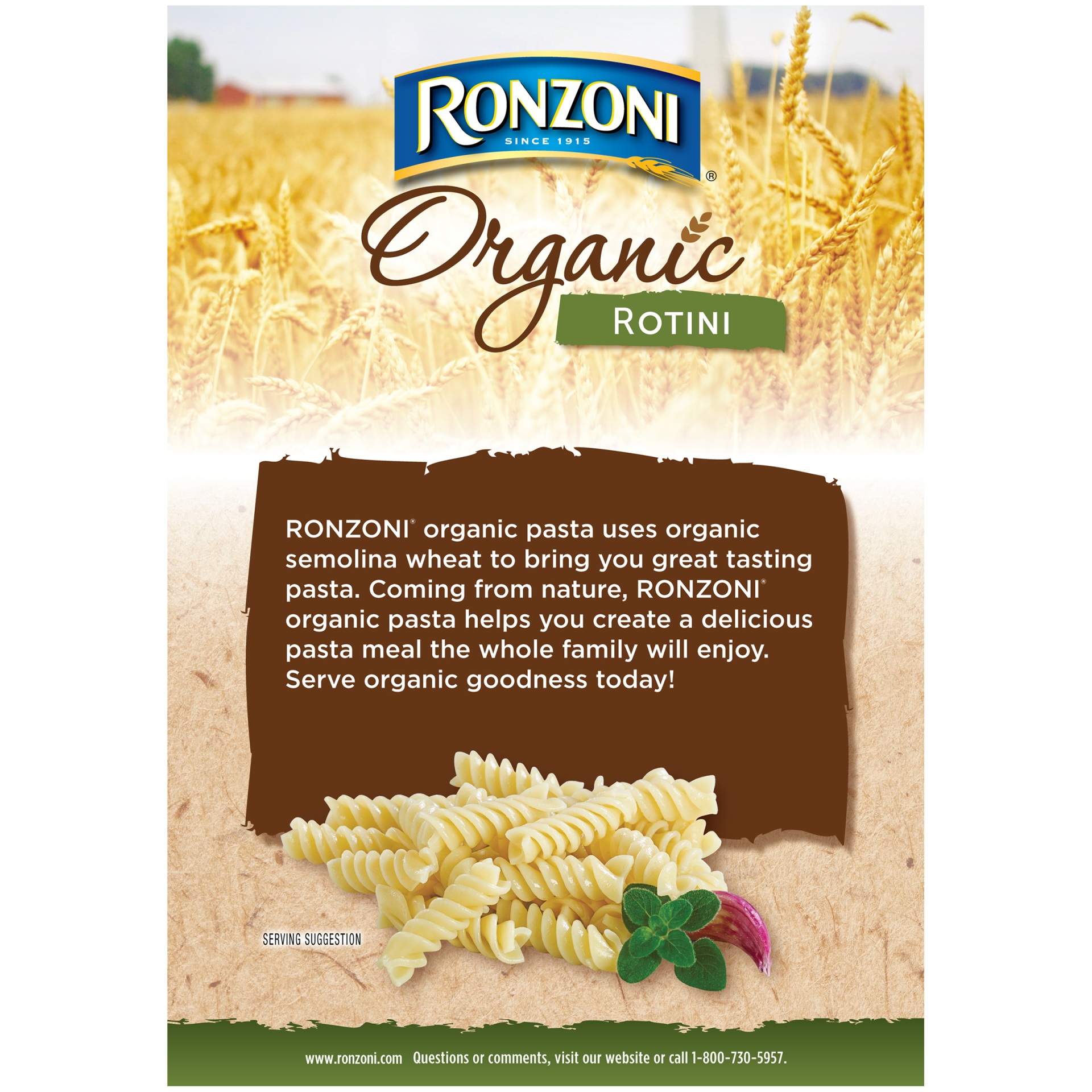 slide 6 of 8, Ronzoni 100% Organic Rotini, 16 oz