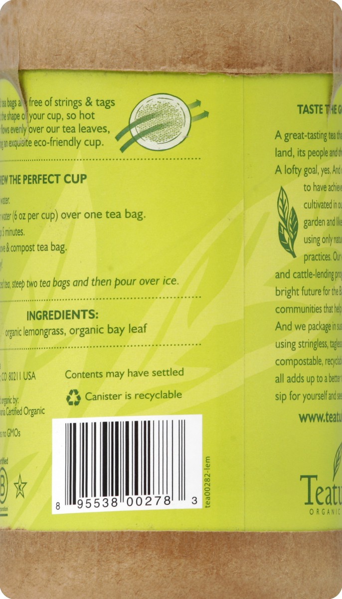 slide 3 of 3, Teatulia 100% Organic Single Garden Lemongrass Tea, 30 ct