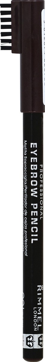 slide 2 of 3, COTY RIMMEL LONDON Rimmel London Brow This Way Professional Eyebrow Pencil, Long-Wearing, Highly-Pigmented, Built-In Brush, 001, Dark Brown, 0.05oz, 1.40 g