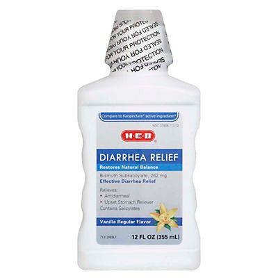 slide 1 of 1, H-E-B Diarrhea Relief Vanilla Regular Flavor Liquid, 12 oz