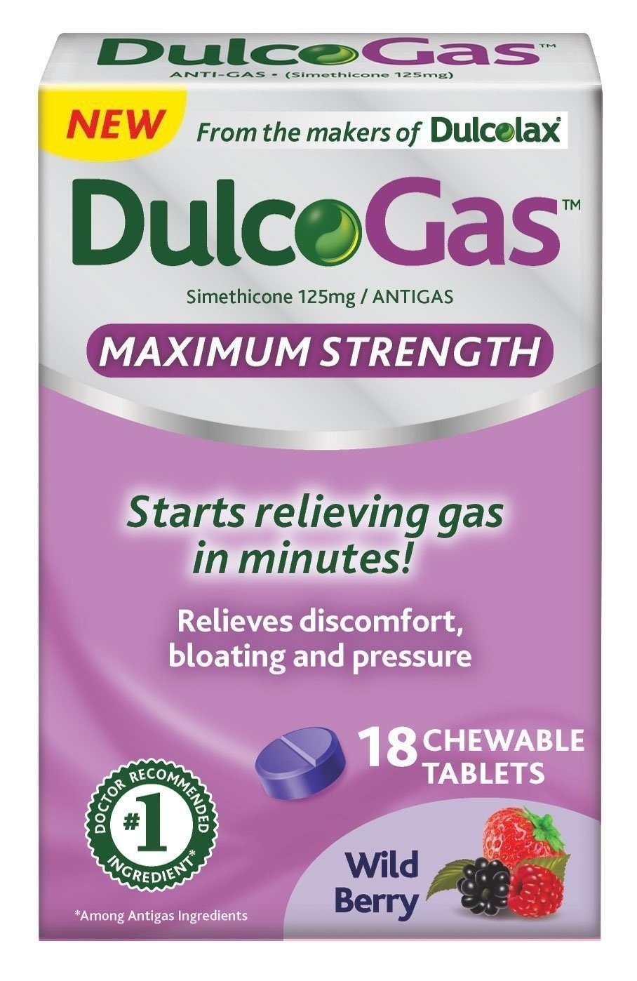 slide 1 of 1, DulcoGas Wild Berry, 18 ct