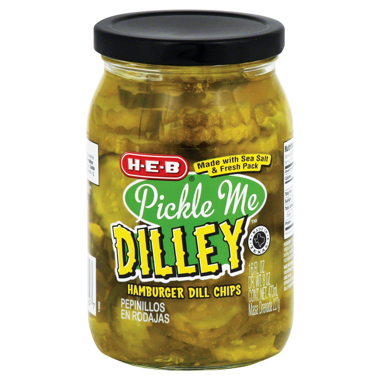 slide 1 of 1, H-E-B Pickle Me Dilley Hamburger Dill Chips, 16 oz