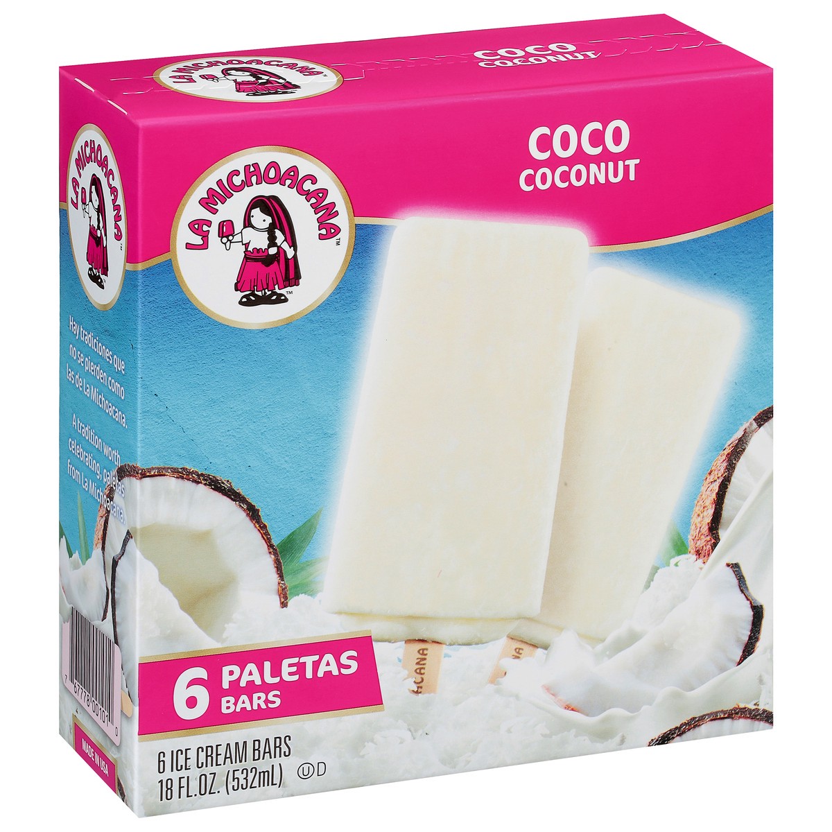 slide 9 of 9, Helados Mexico Coconut Ice Cream Bars 6 ea, 6 ct