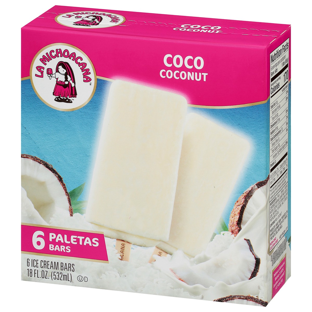 slide 5 of 9, Helados Mexico Coconut Ice Cream Bars 6 ea, 6 ct