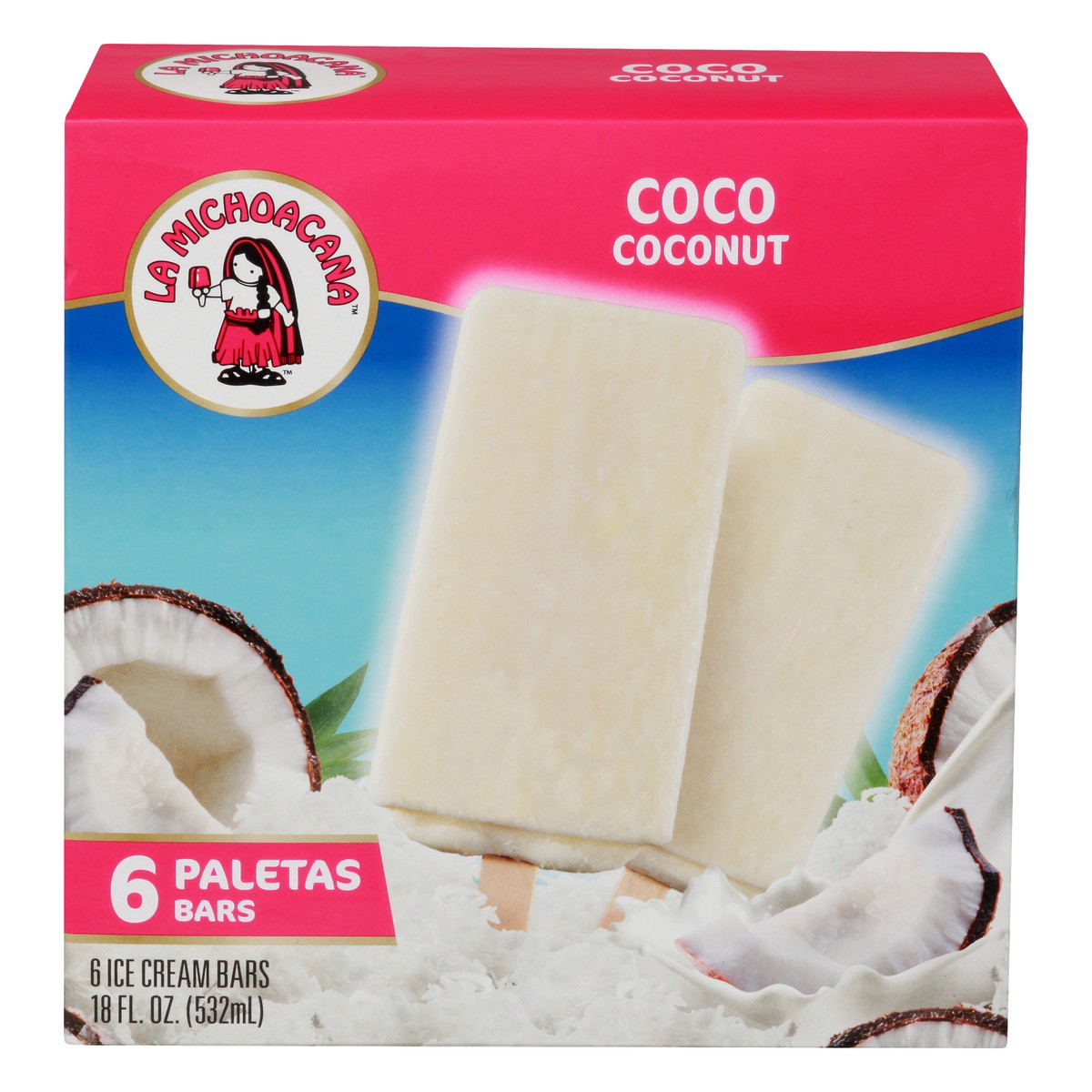 slide 1 of 9, Helados Mexico Coconut Ice Cream Bars 6 ea, 6 ct