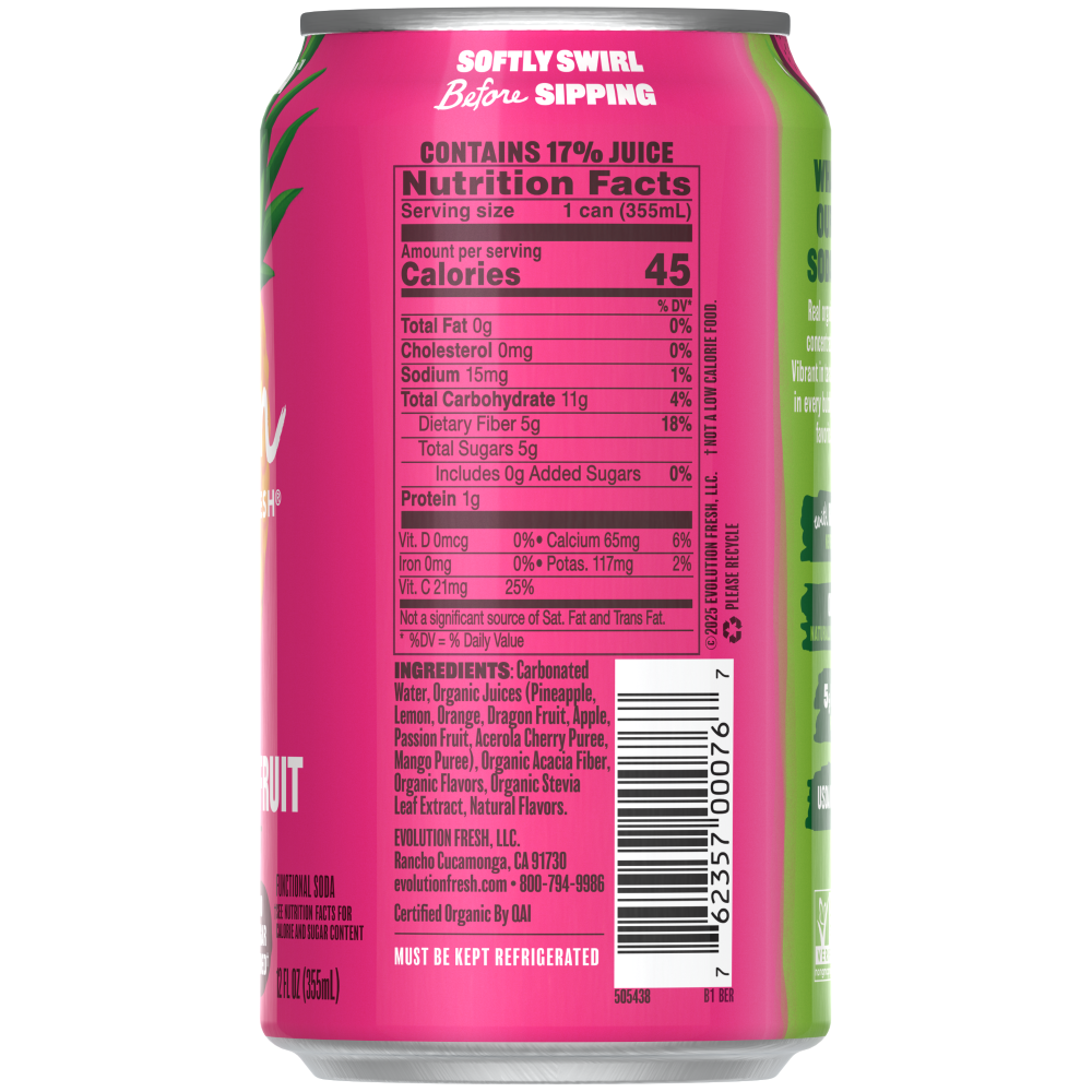 slide 3 of 3, Evolution Fresh® Pineapple Dragon Real Fruit Soda Can, 12 fl oz