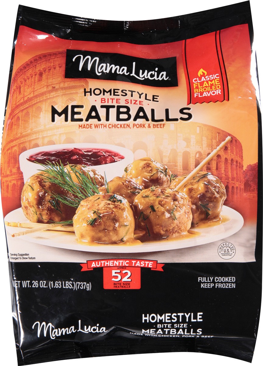 slide 11 of 13, Mama Lucia Bite Size Homestyle Classic Flame Broiled Flavor Meatballs 26 oz, 26 oz
