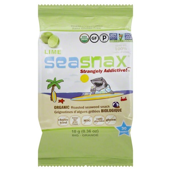 slide 1 of 1, SeaSnax Seaweed Snack Big Grab Lime Organic, 0.36 oz