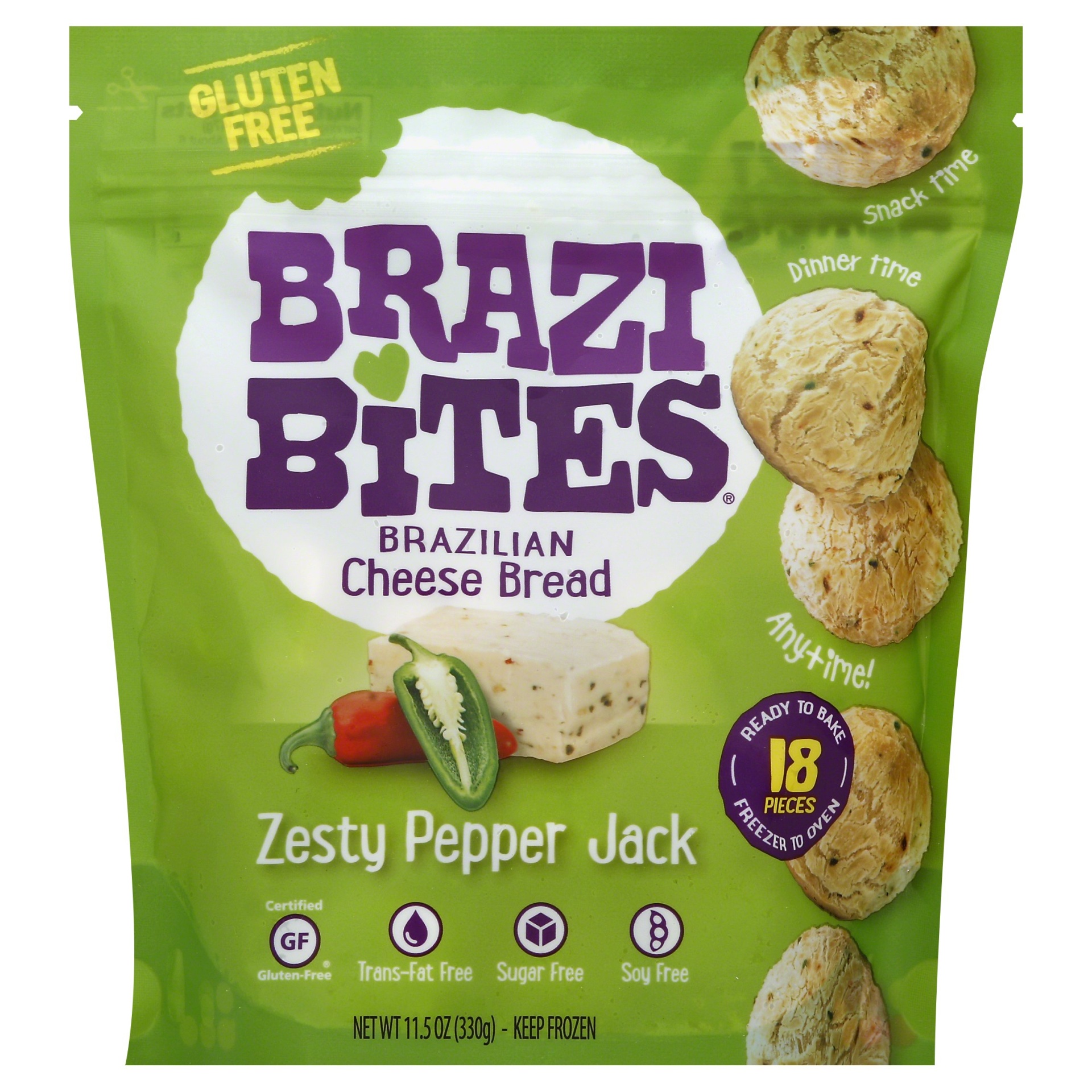 slide 1 of 2, Brazi Bites Brazilian Cheese Bread Zesty Peppper Jack, 18 ct