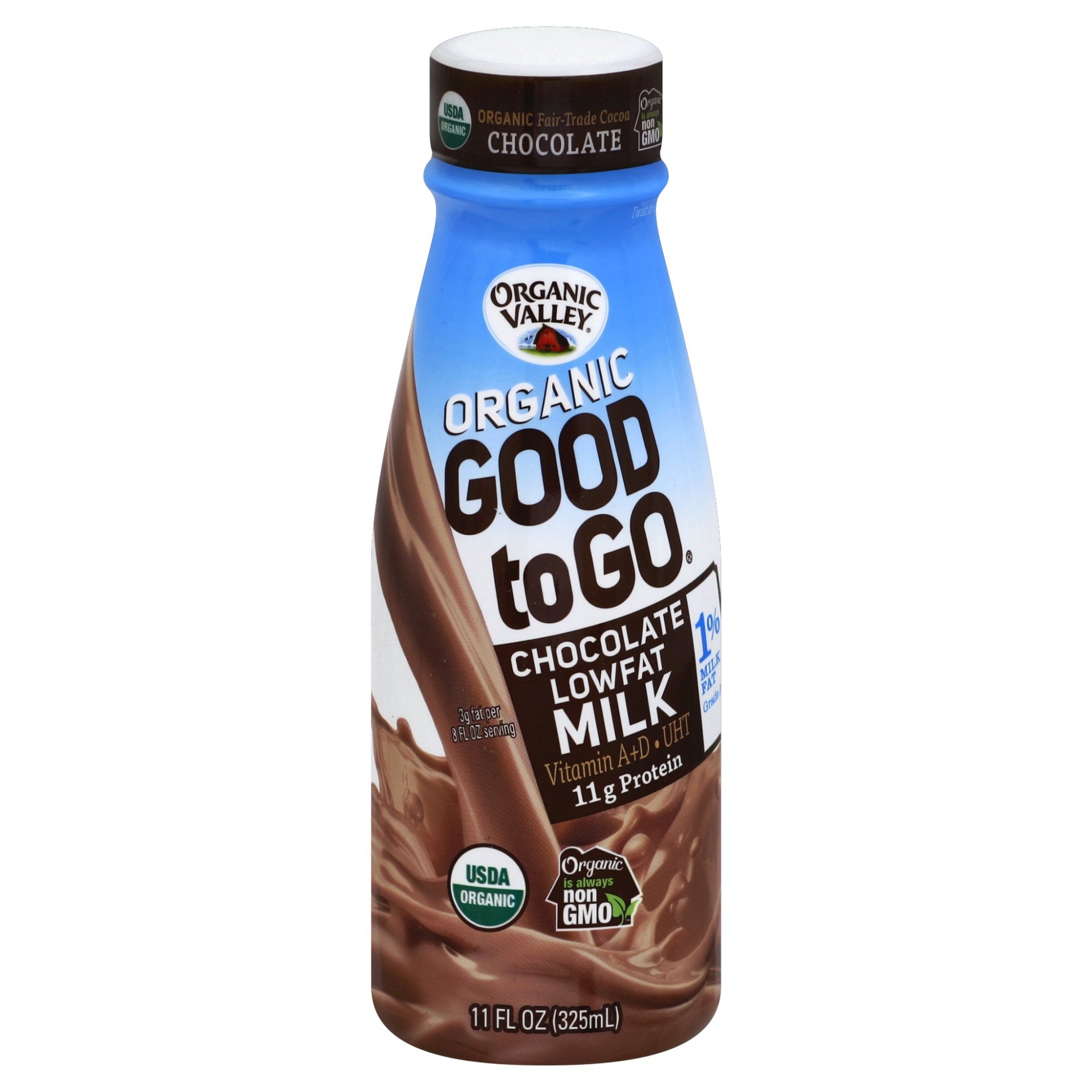 slide 1 of 1, Organic Valley Good to Go Organic Chocolate Low Fat Milk, 11 fl oz