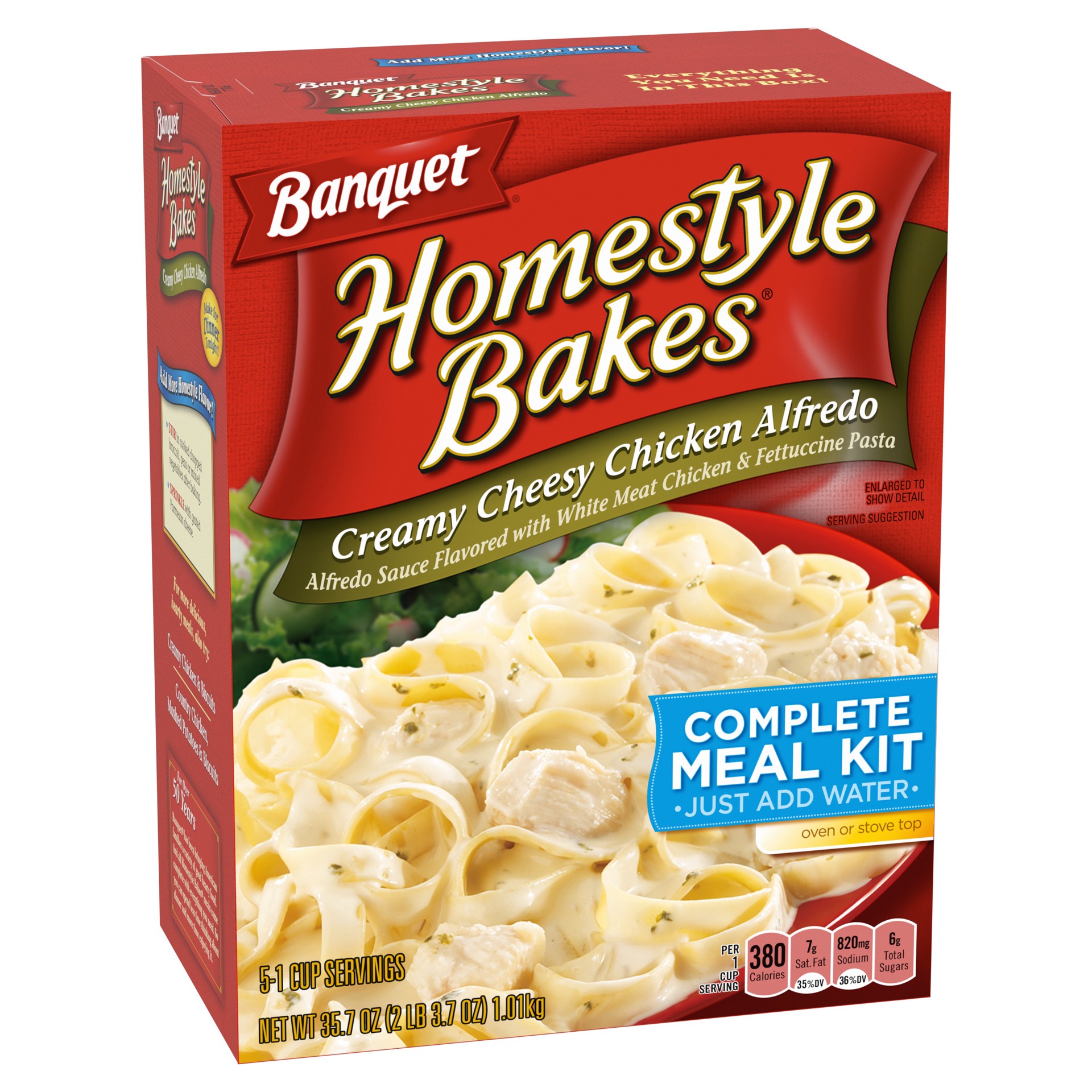 slide 5 of 5, Banquet Homestyle Bakes Creamy Cheesy Chicken Alfredo Complete Meal Kit 35.7 oz, 35.70 oz