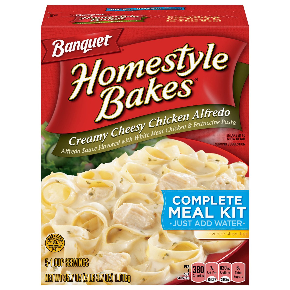 slide 1 of 5, Banquet Homestyle Bakes Creamy Cheesy Chicken Alfredo Complete Meal Kit 35.7 oz, 35.70 oz