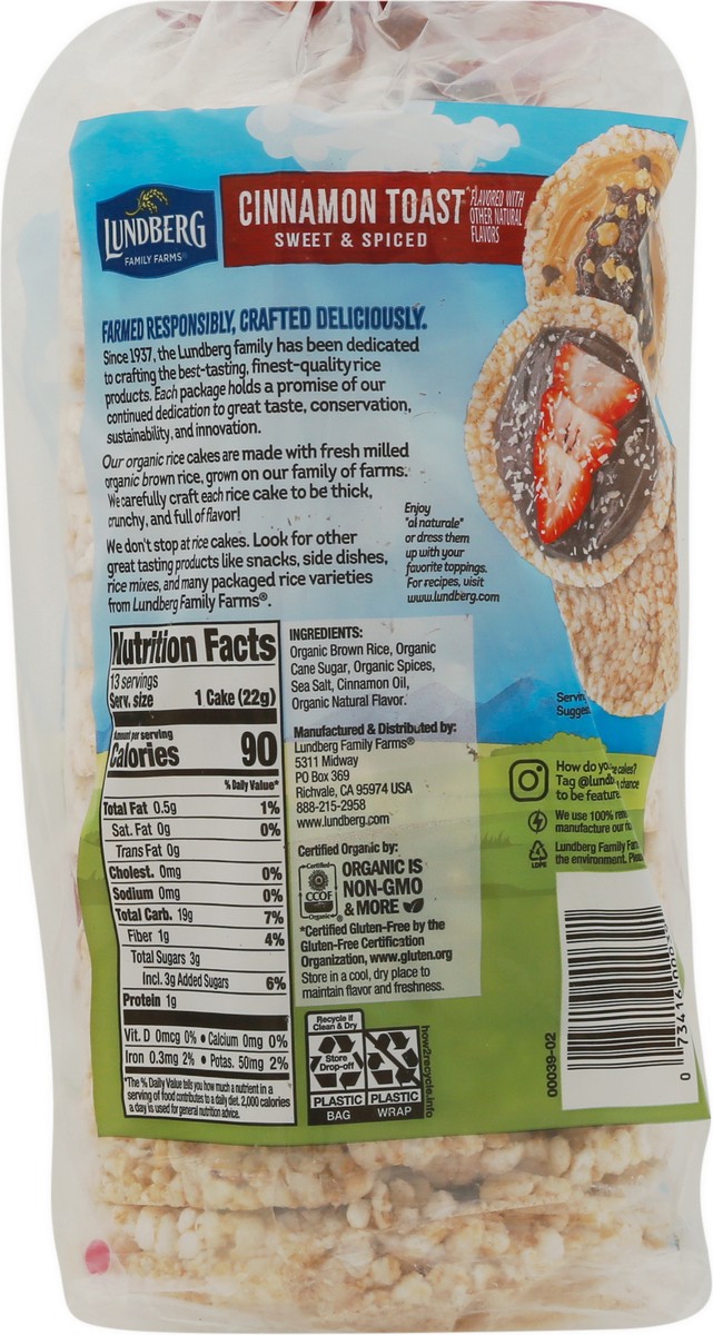 slide 11 of 12, Lundberg Family Farms Organic Whole Grain Cinnamon Toast Rice Cakes 9.5 oz, 9.5 oz