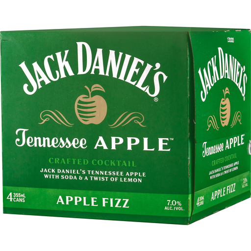slide 1 of 1, Jack Daniel's Jack Daniel's Apple Fizz Cocktail, 4 ct; 355 ml