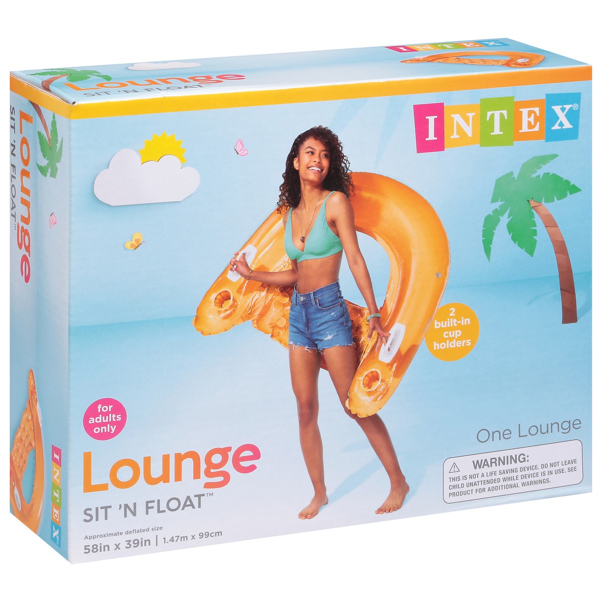 slide 3 of 9, Intex Sit N Float Lounge 1 ea, 60 in x 39 in