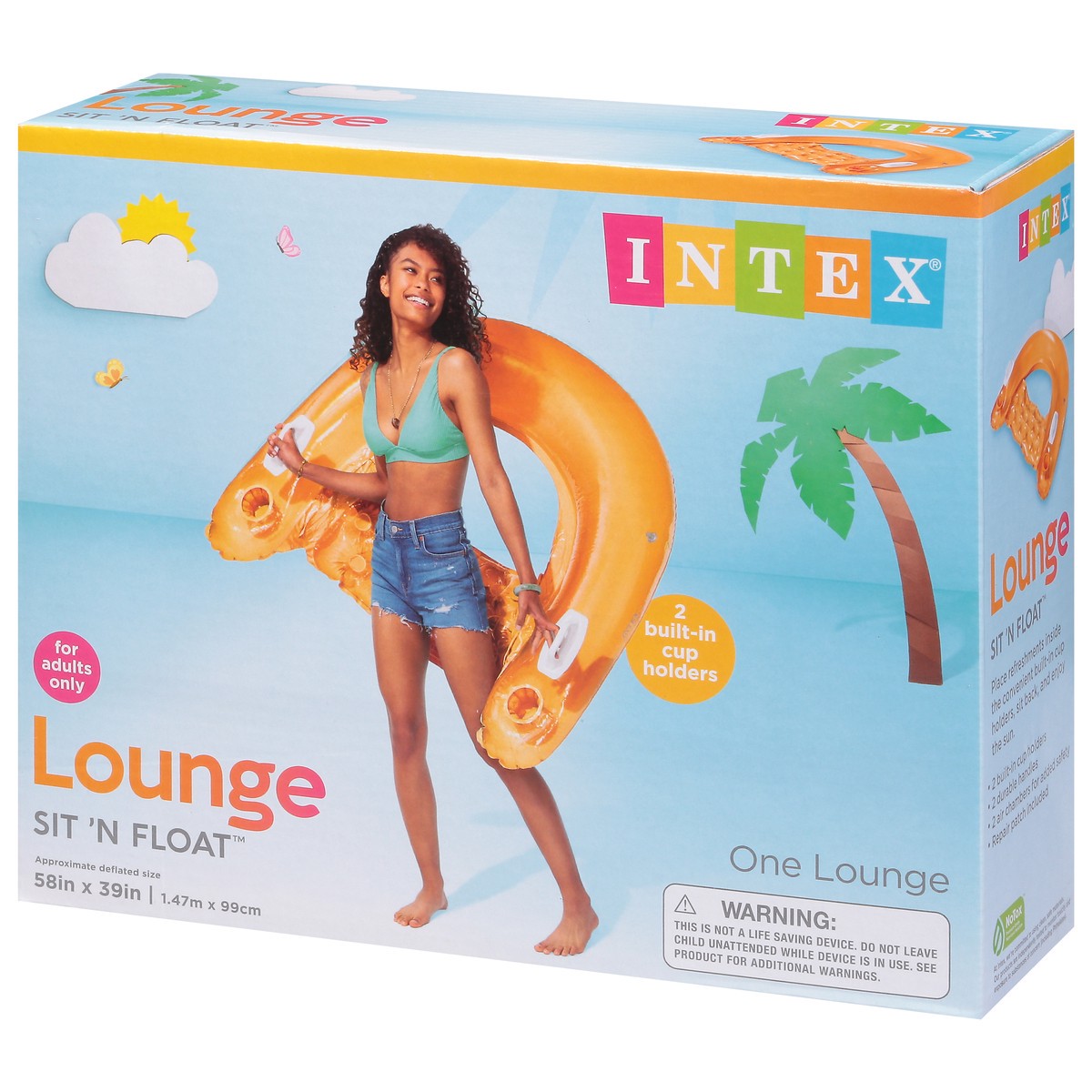 slide 8 of 9, Intex Sit N Float Lounge 1 ea, 60 in x 39 in