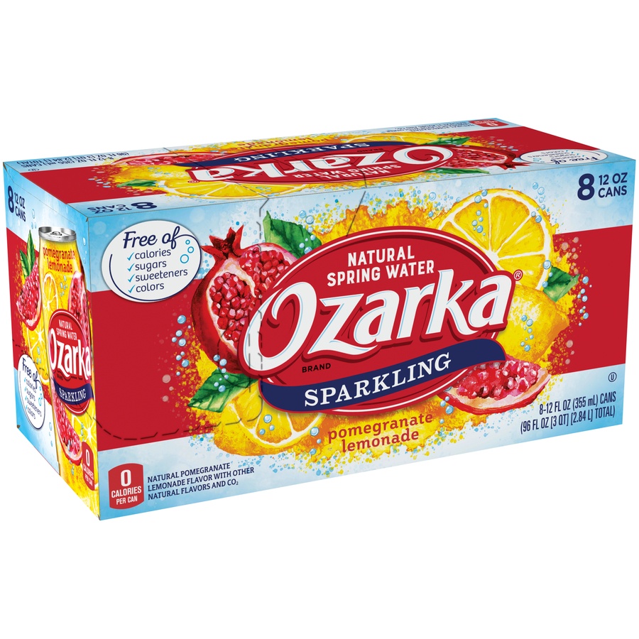 slide 1 of 6, Ozarka Pomegranate Lemon Mineral Water, 8 ct; 12 fl oz