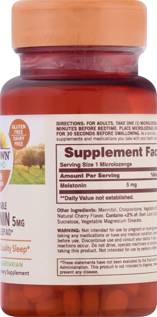 slide 3 of 9, Sundown Non-GMO Dissolvable 5 mg Microlozenges Cherry Flavored Melatonin 90 ea, 90 ct