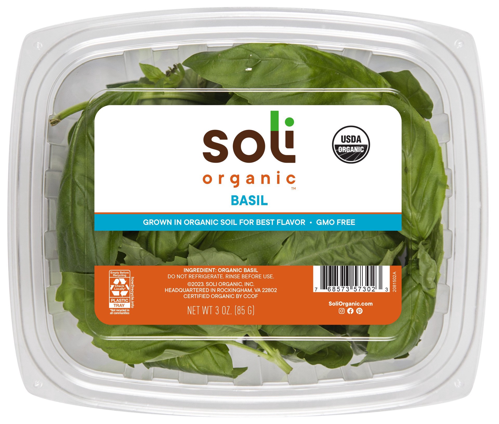 slide 1 of 1, Soli Organic Basil 3 oz, 3 oz