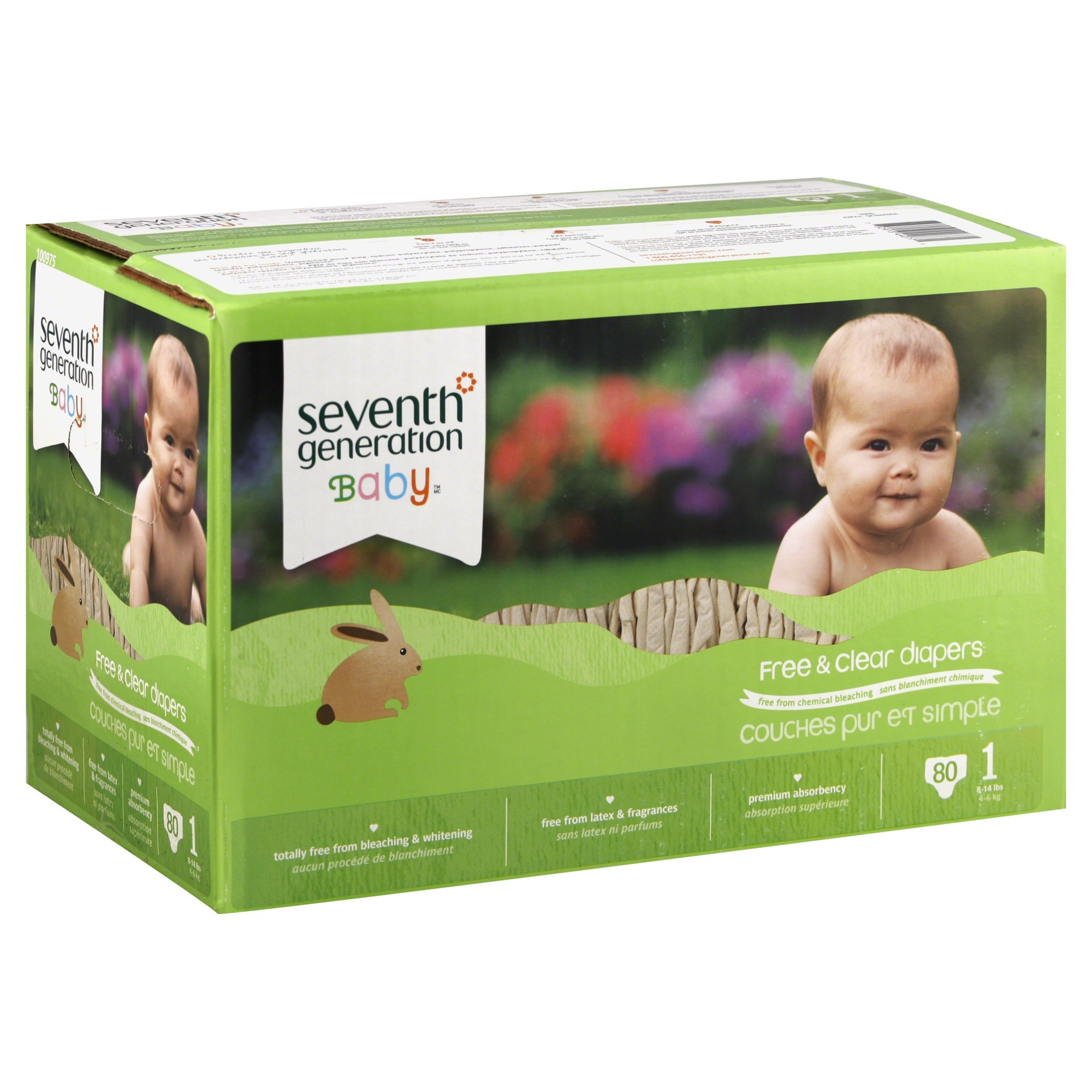 slide 1 of 1, Seventh Generation Stage1 Jumbo Baby Diapers, 80 ct