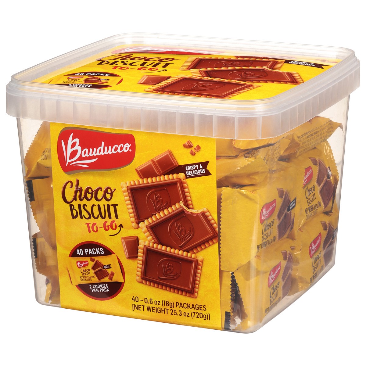 slide 3 of 9, Bauducco Choco Biscuit Tub 40 Pk, 40 ct