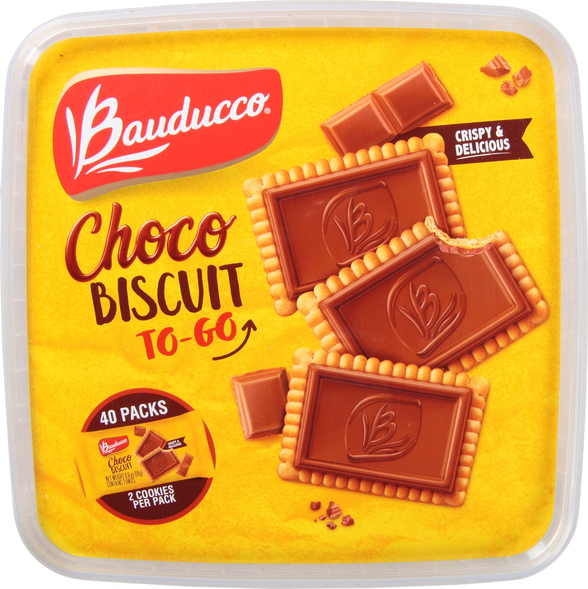 slide 9 of 9, Bauducco Choco Biscuit Tub 40 Pk, 40 ct
