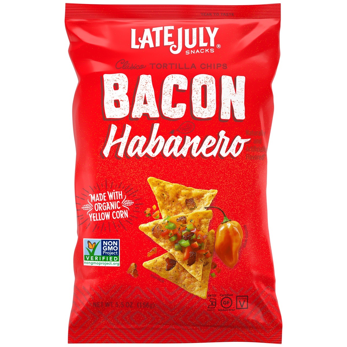 slide 1 of 1, Late July Bacon Habanero Tortilla Chips, 5.5 oz