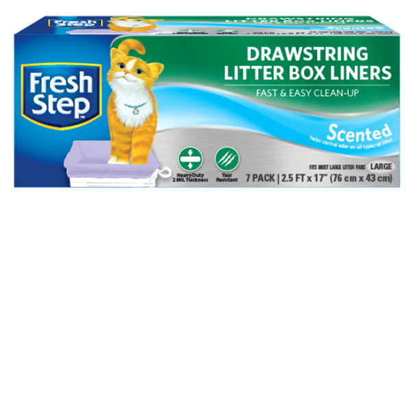 slide 1 of 1, Fresh Step Drawstring Scented Litter Box Liner, 7 ct; LG