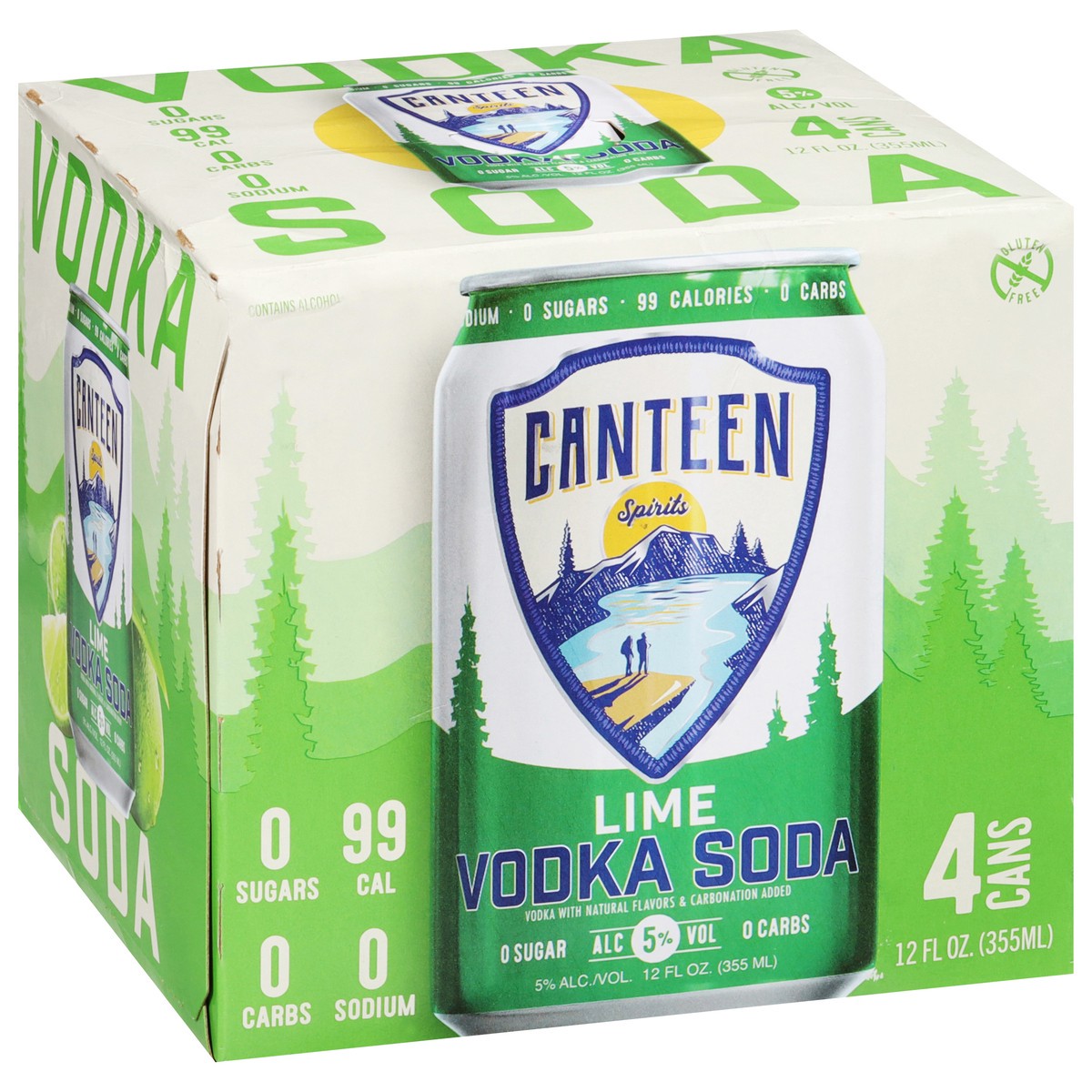 slide 5 of 9, Canteen Spirits Lime Vodka Soda 4 - 12 fl oz Cans, 12 oz