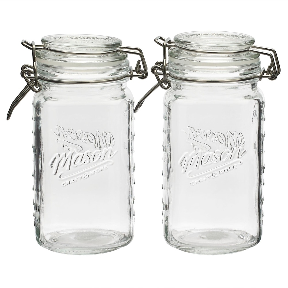 slide 1 of 1, Mason Craft & More Glass Preserving Jars - 17 Ounce - Clear/Silver, 2 ct