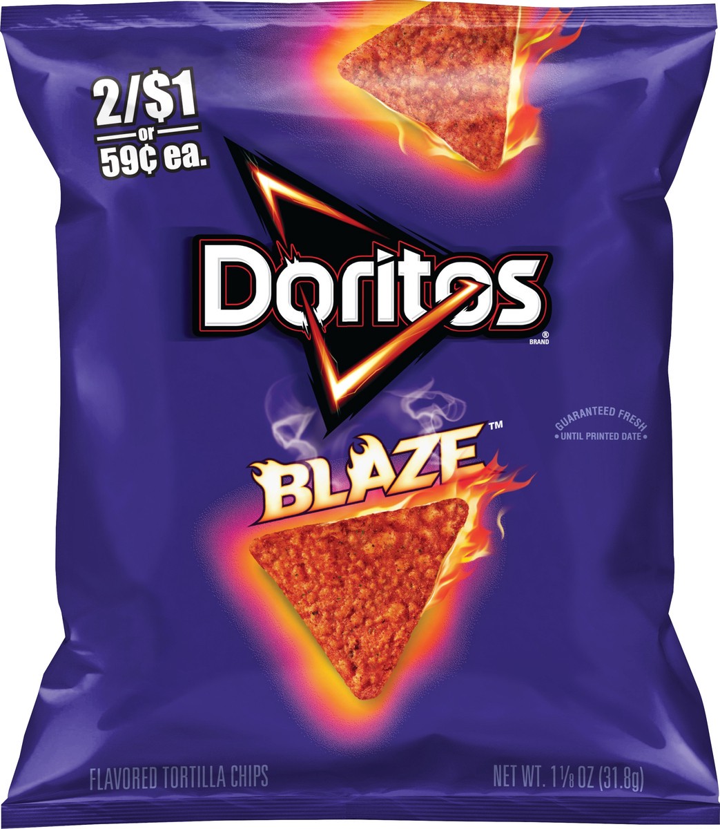 slide 5 of 5, Doritos Flavored Tortilla Chips Blaze 1 1/8 Oz, 1.12 oz