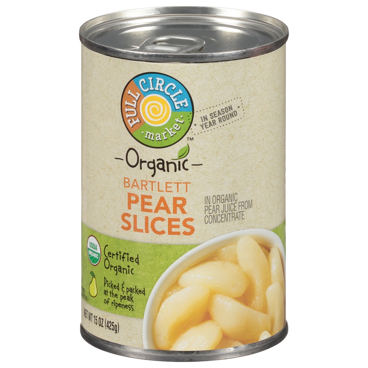slide 3 of 9, Full Circle Market Organic Bartlett Pear Slices - 15 oz, 15 oz