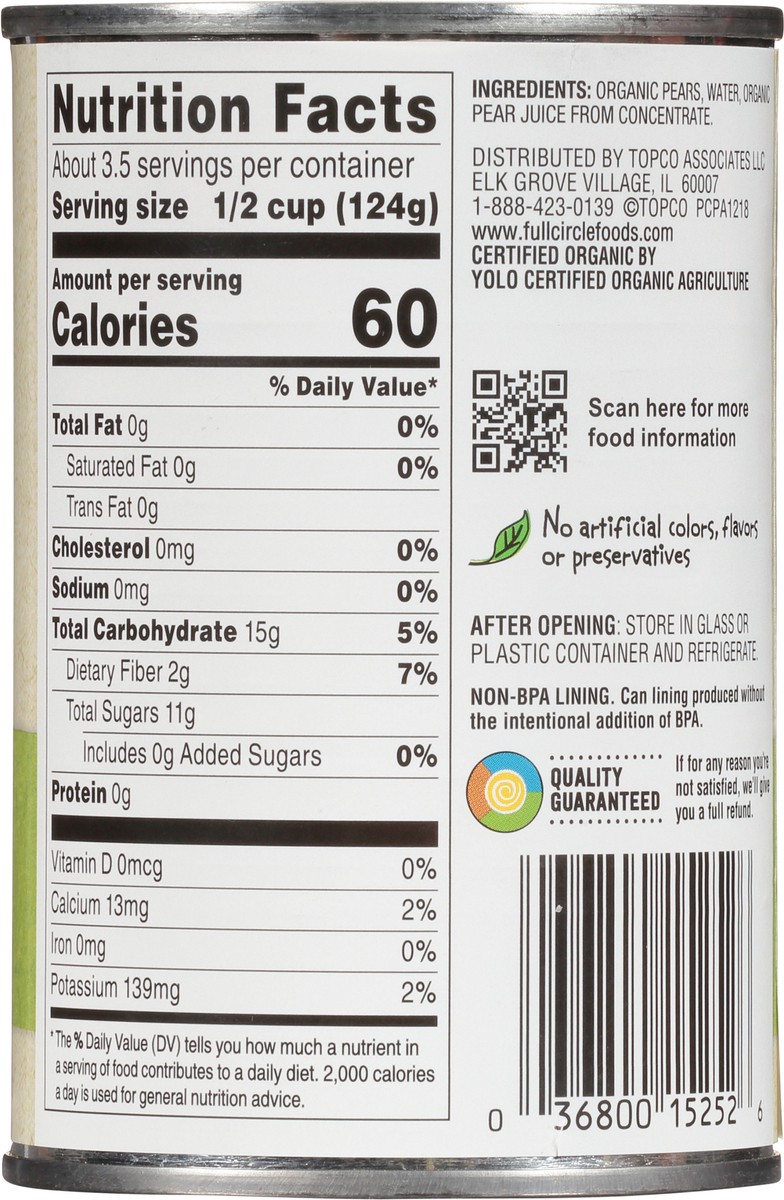 slide 2 of 9, Full Circle Market Organic Bartlett Pear Slices - 15 oz, 15 oz