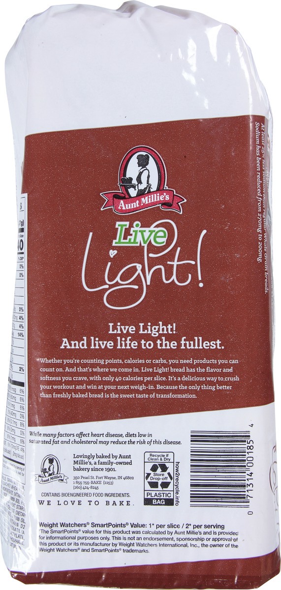 slide 9 of 9, Aunt Millie's Live Light! Whole Grain Bread 20 oz, 20 oz
