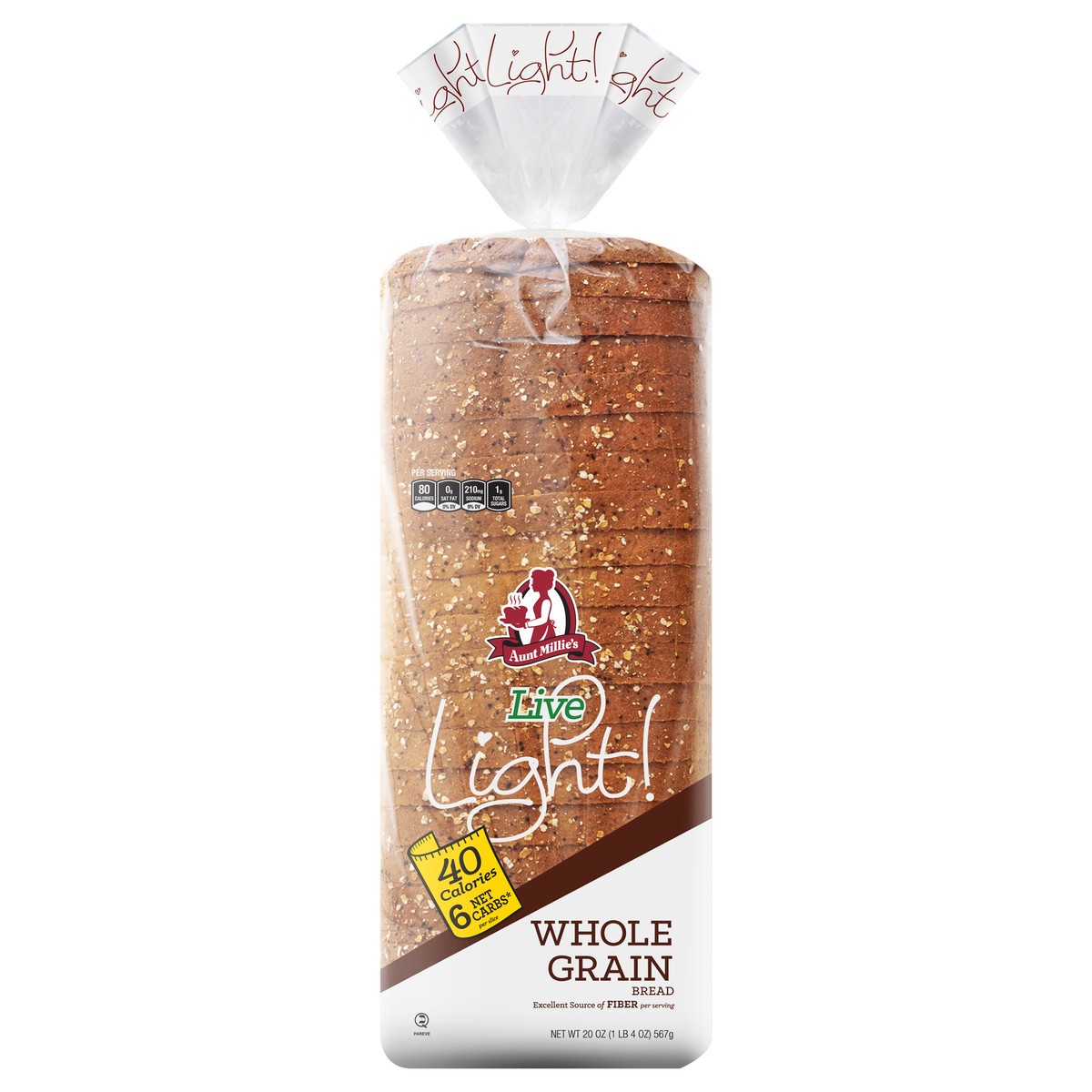 slide 1 of 9, Aunt Millie's Live Light! Whole Grain Bread 20 oz, 20 oz
