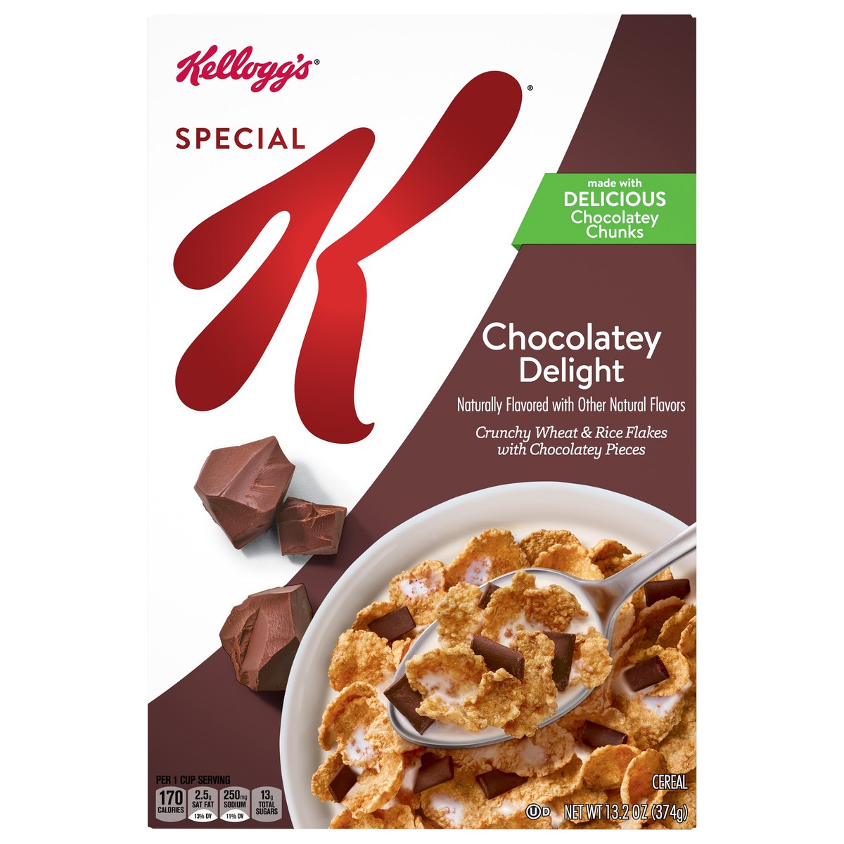 slide 1 of 8, Special K Cold Breakfast Cereal, 11 Vitamins and Minerals, Chocolatey Delight, 13.2oz Box, 1 Box, 13.2 oz