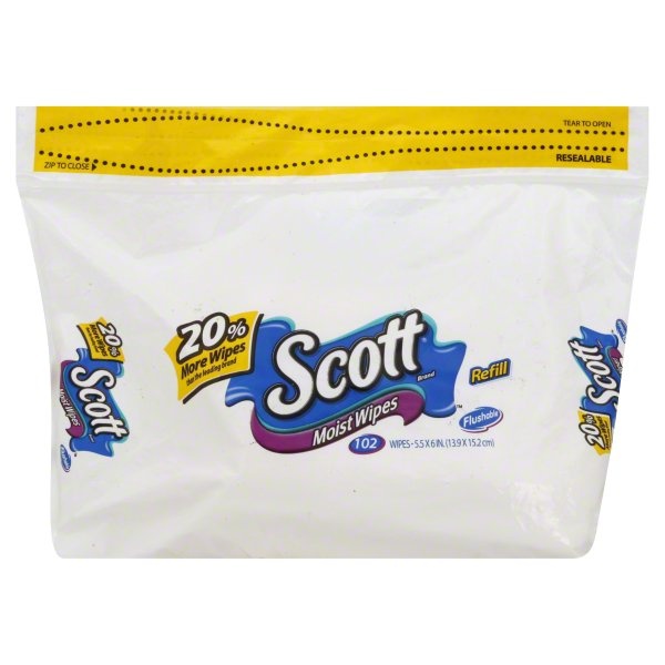 slide 1 of 1, Scott Moist Wipes, Refill, 102 ct