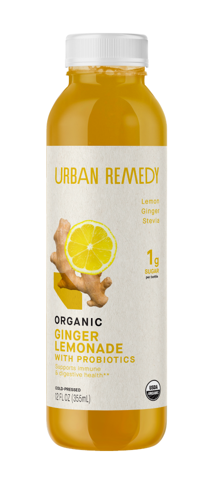 slide 1 of 1, Urban Remedy Organic Ginger Lemonade With Probiotics, 12 fl oz