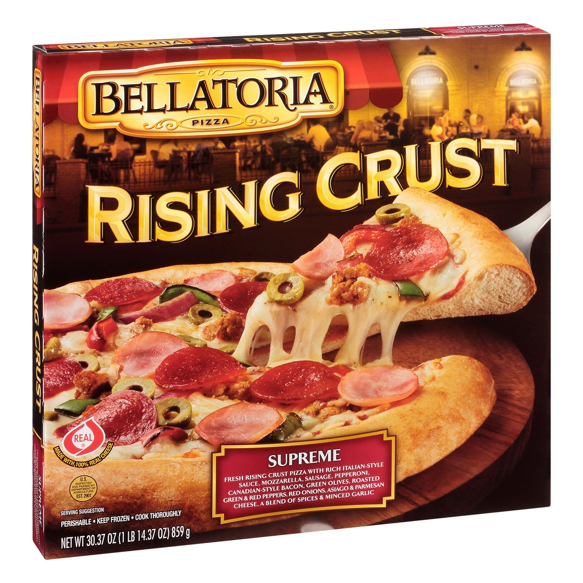 slide 2 of 13, Bellatoria Rising Crust Supreme Pizza 30.37 oz, 30.37 oz