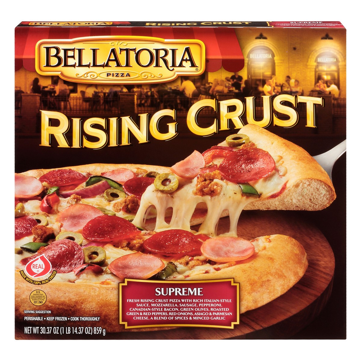 slide 1 of 13, Bellatoria Rising Crust Supreme Pizza 30.37 oz, 30.37 oz