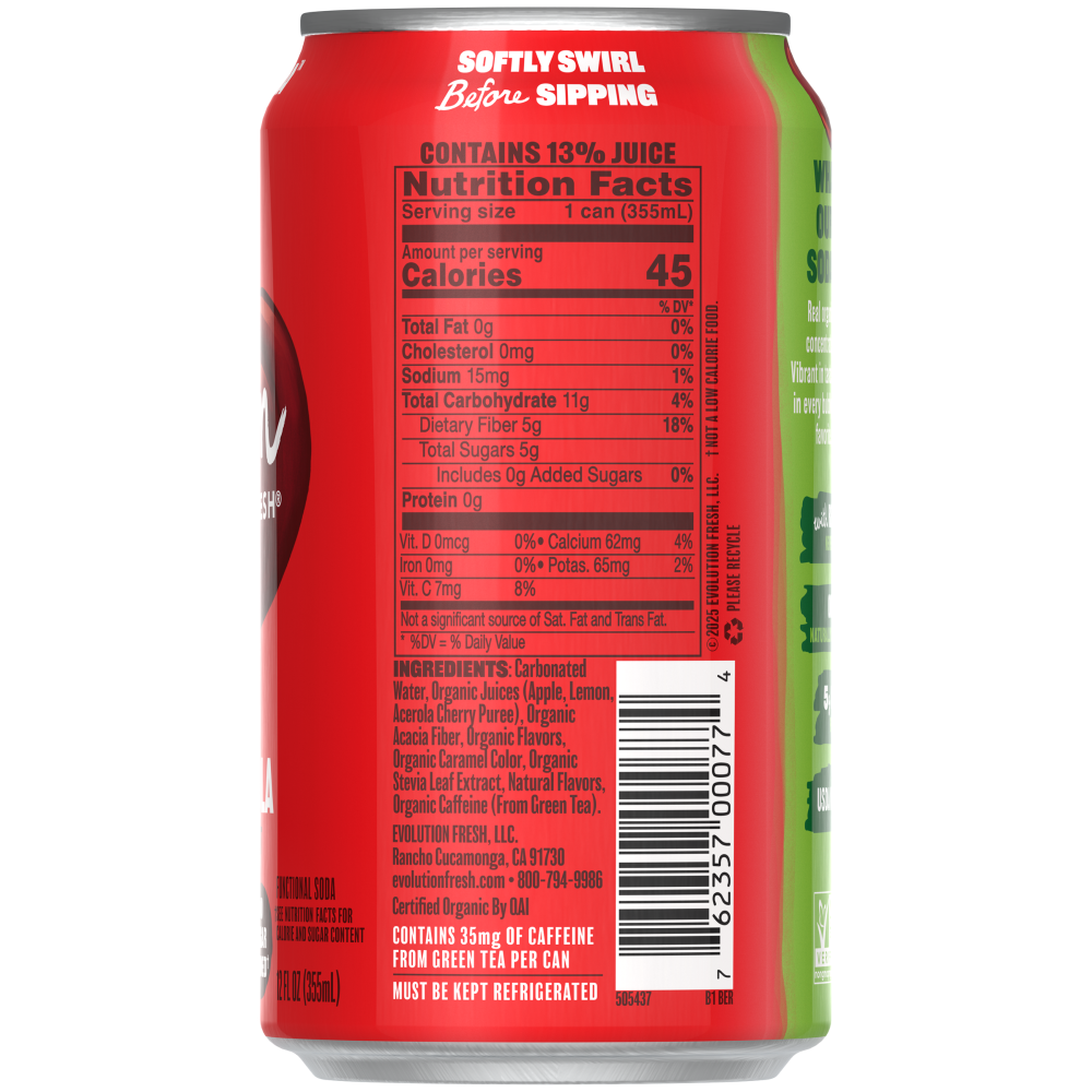 slide 2 of 3, Evolution Fresh® Real Fruit Black Cherry Cola Soda Can, 12 fl oz