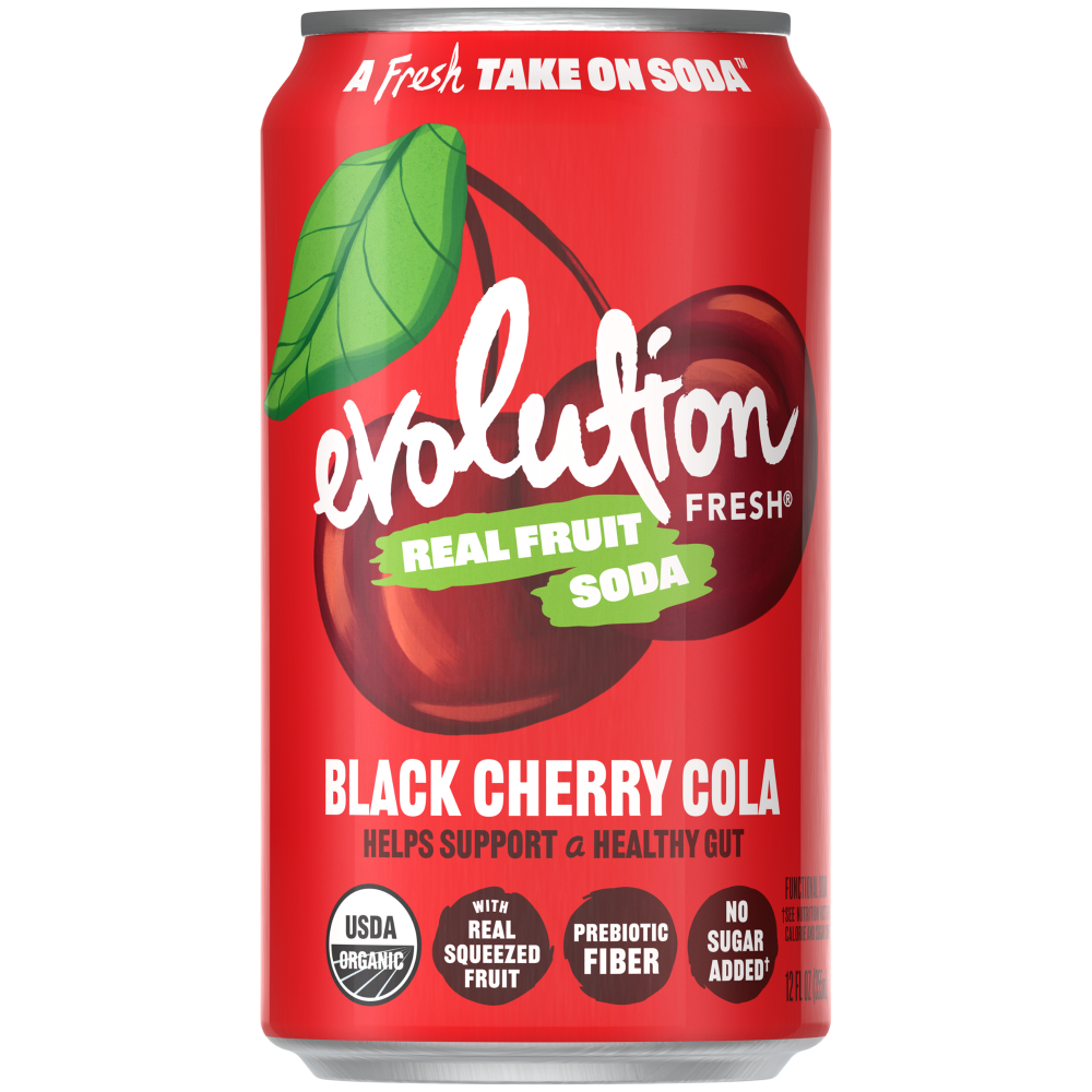 slide 1 of 3, Evolution Fresh® Real Fruit Black Cherry Cola Soda Can, 12 fl oz