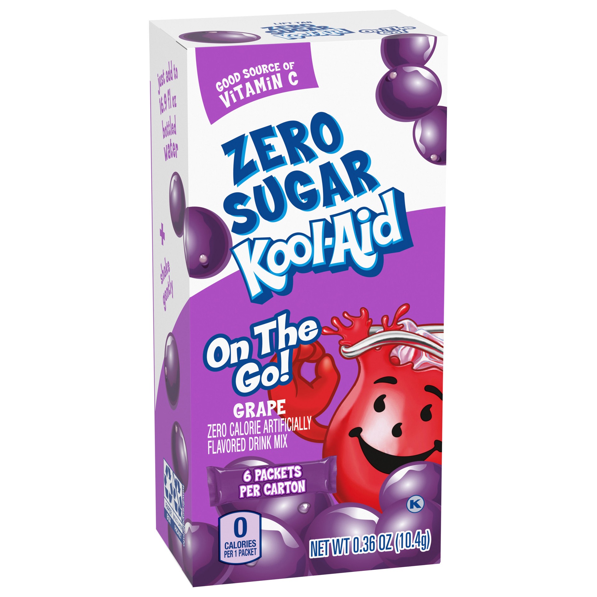 slide 3 of 5, Kool-Aid Grape Zero Sugar Artificially Flavored Drink Mix, 6 ct On-the-Go-Packets, 8 per Case, 0.36 oz
